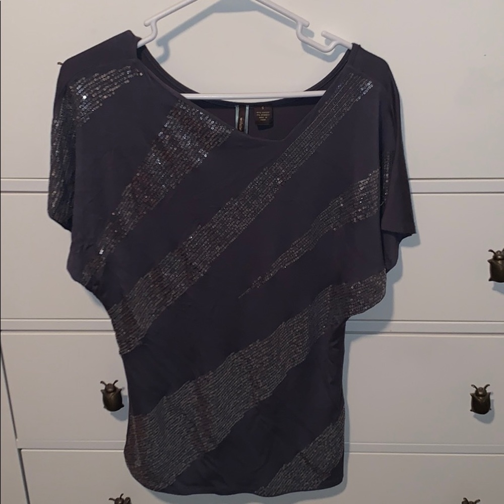 Gray sequined dress shirt